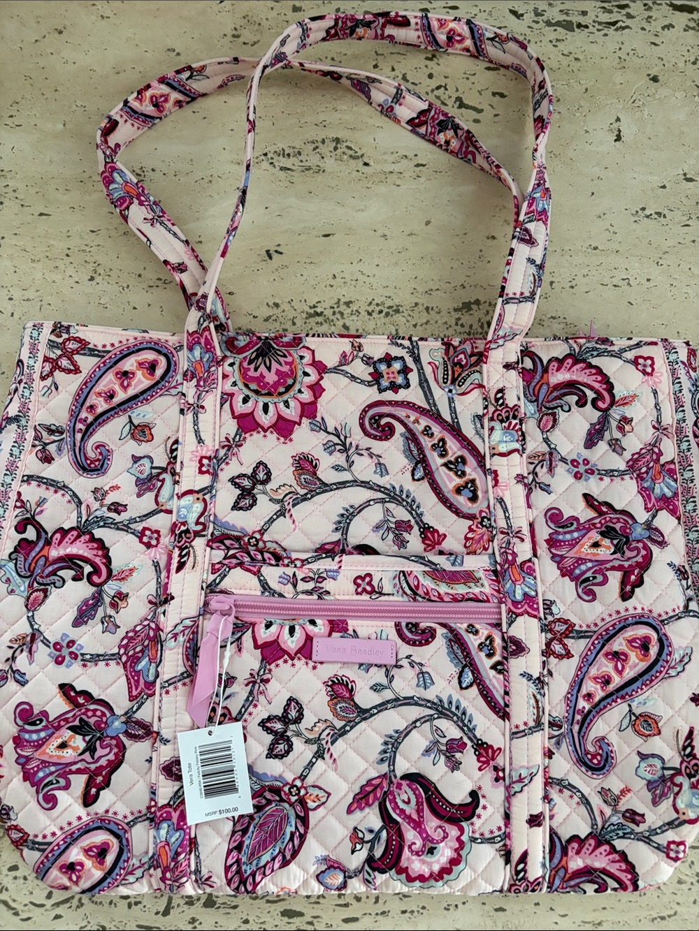Vera Bradley Vera Tote Felicity Paisley Pink